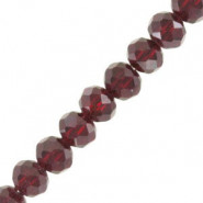 Abalorios de vidrio rondelle Facetados 4x3mm - Wine red pearl shine coating